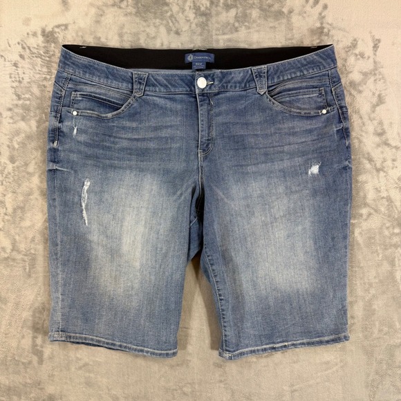 Democracy Pants - Democracy AB Solution Bermuda Shorts Women's 24W Blue Distressed Denim Shorts